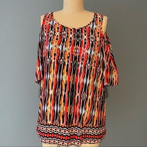 Ella Moss Red Orange Printed Top off the Shoulder